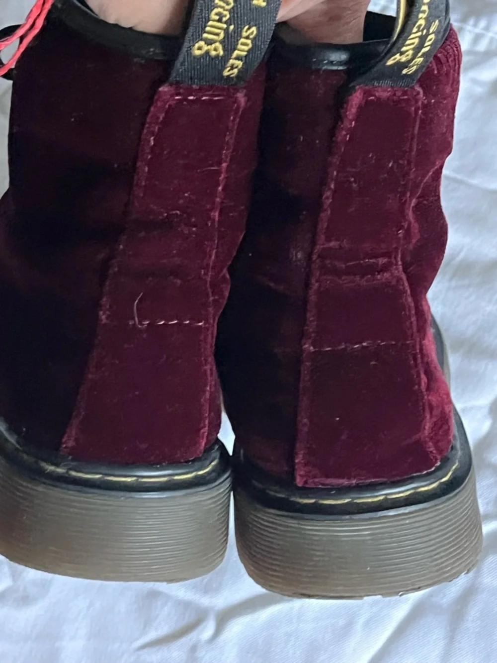 Dr marten pooch burgundy velvet kids boots size 3
